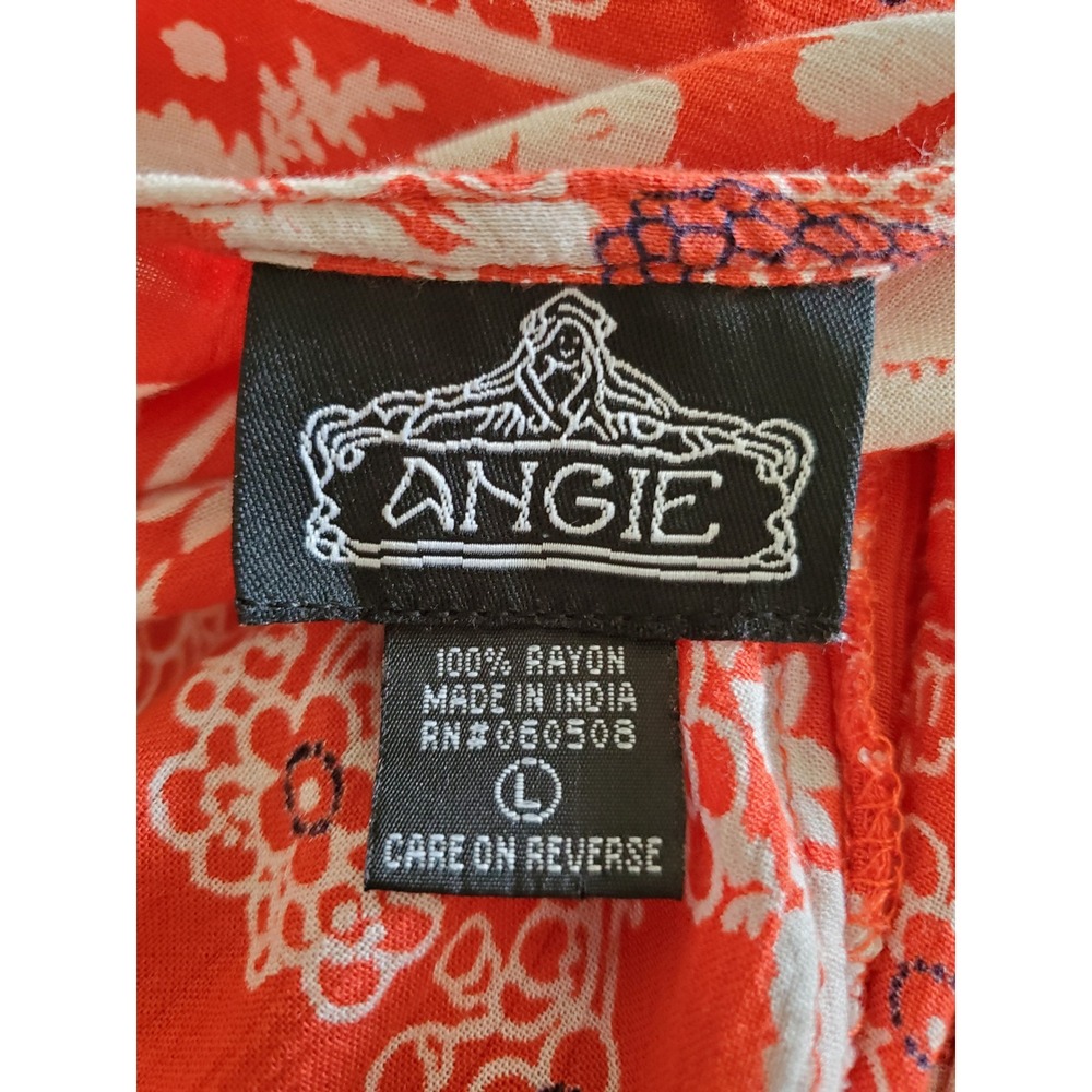 Angie Womens Red Floral Kimono Open Front Oversized Boho Rayon Large Cover-Up - Picture 2 of 8